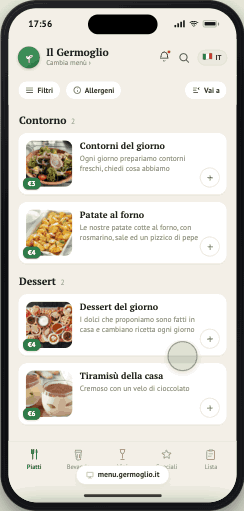Demo men&ugrave; UP
